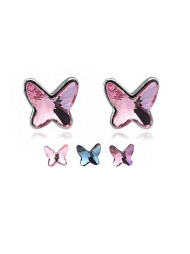 925 Sterling Silver Austrian Crystal Butterfly Classic Stud Earring