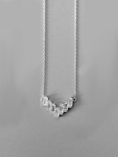 925 Sterling Silver Cubic Zirconia geometry Necklace