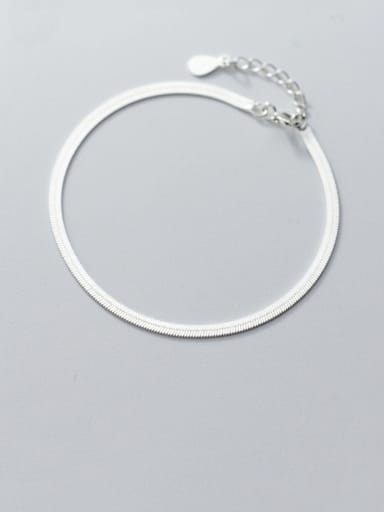 925 Sterling Silver Minimalist Flat snake bone chain bracelet  Link Bracelet