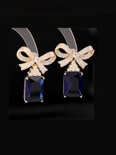 Brass Cubic Zirconia Rectangle Luxury Cluster Earring