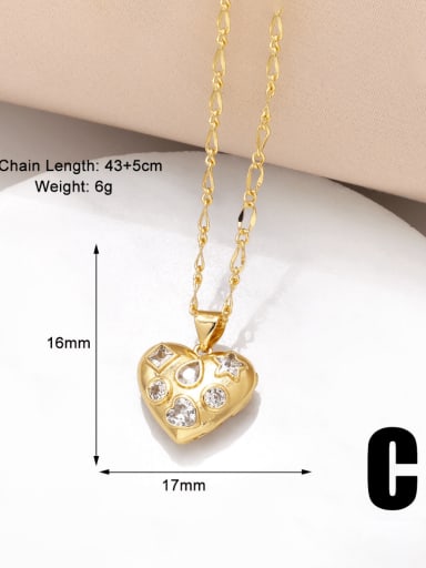c Brass Cubic Zirconia Heart Trend Necklace
