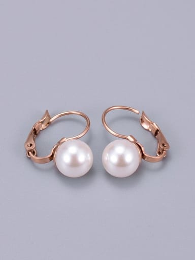 Titanium Imitation Pearl Round Minimalist Hook Earring