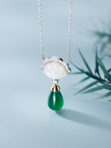 925 Sterling Silver Shell Water Drop Dainty Necklace