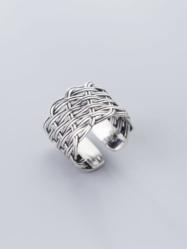 925 Sterling Silver With Antique Silver Plated Vintage Irregular Free size Rings