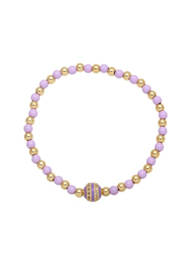 purple Brass Cubic Zirconia Geometric Vintage Beaded Bracelet