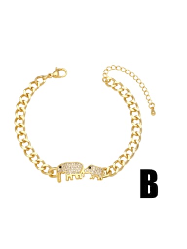 B Brass Cubic Zirconia Animal Vintage Link Bracelet