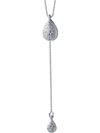 925 Sterling Silver Water Drop Minimalist Tassel Necklace