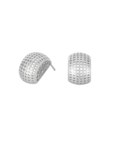 Platinum mesh hollow earrings 925 Sterling Silver Geometric Minimalist Stud Earring