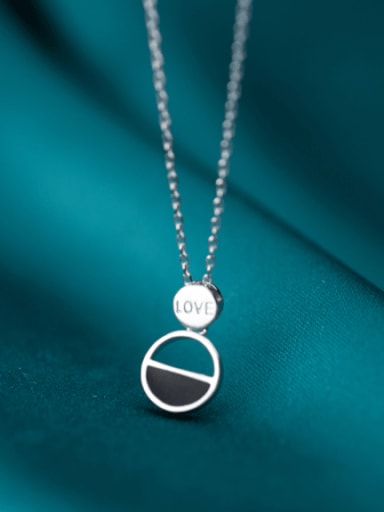 925 Sterling Silver Acrylic Round Letter Minimalist Necklace