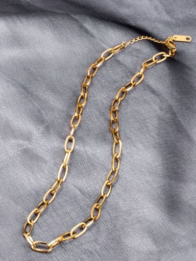 Titanium hollow Geometric  chain Minimalist Necklace