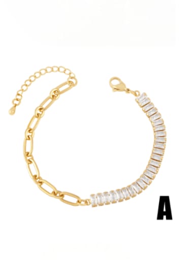Brass Cubic Zirconia Geometric Minimalist Link Bracelet