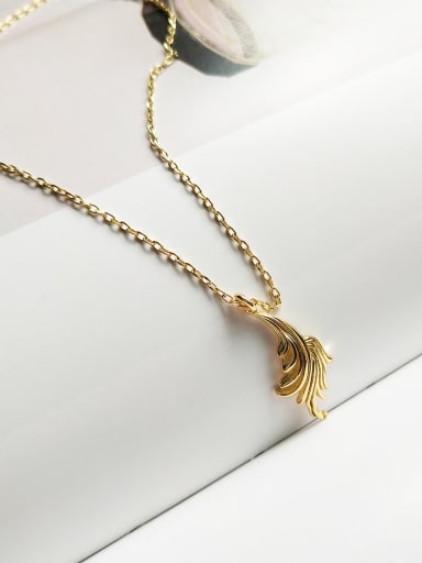 925 Sterling Silver Fashion Gold Leaf Pendant Necklace