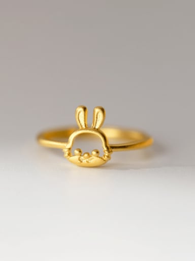 925 Sterling Silver Rabbit Cute Band Ring