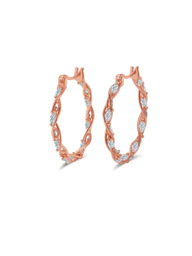 Rose Gold 925 Sterling Silver Cubic Zirconia Geometric Minimalist Cluster Earring