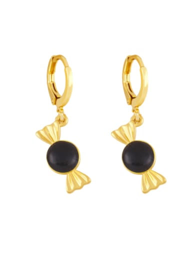 black Brass Enamel Irregular Candy Trend Huggie Earring