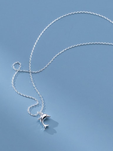 custom 925 Sterling Silver Dolphin Dainty Necklace