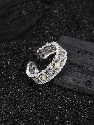 KDP1703 White Diamond 925 Sterling Silver Cubic Zirconia Geometric Vintage Band Ring