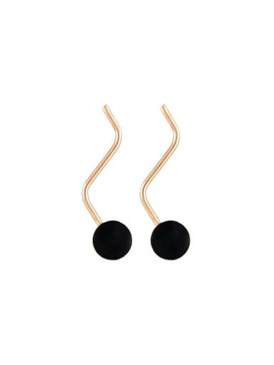 Alloy Black Round Trend Drop Earring