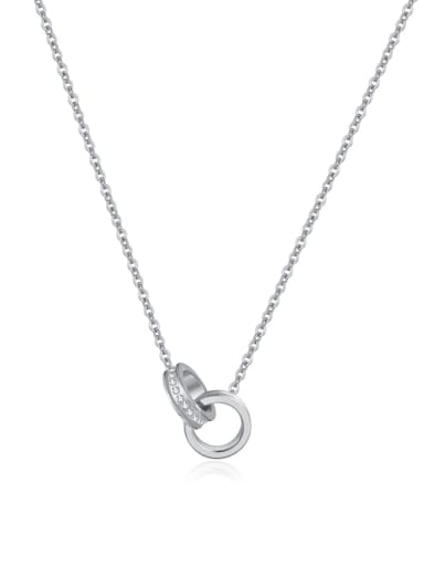 [GX2264B] Steel Necklace Steel Color Titanium Steel Cubic Zirconia Geometric Minimalist Necklace
