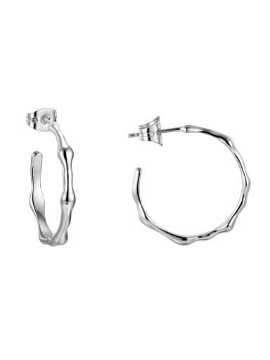 Platinum magma Earrings Brass Smooth  Geometric Minimalist Hoop Earring