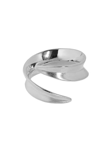 White gold [16 adjustable] 925 Sterling Silver Irregular Minimalist Band Ring