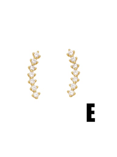 E Brass Cubic Zirconia Crown Cute Stud Earring
