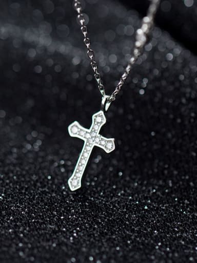 925 Sterling Silver With Platinum Plated Fashion Cross Necklaces
