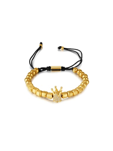 GS1505 Gold Bracelet Stainless steel Cubic Zirconia Crown Hip Hop Adjustable Bracelet