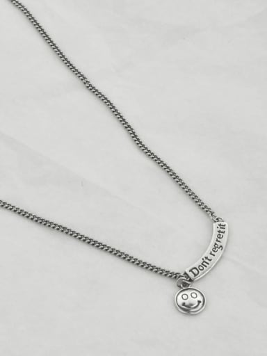 Vintage Sterling Silver With Platinum Plated Fashion Smiley Necklaces