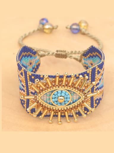 MI B190617D,Blue Miyuki beads Evil Eye Bohemia Handmade Weave Bracelet