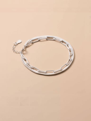 925 Sterling Silver Geometric Minimalist Strand Bracelet