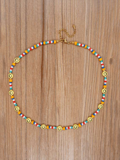 Multi Color Glass beads Smiley Bohemia Handmade Beaded Necklace