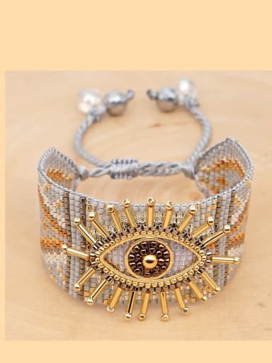 MI B190617C,grey Miyuki beads Evil Eye Bohemia Handmade Weave Bracelet