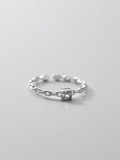 925 Sterling Silver Geometric Chain  Minimalist Band Ring