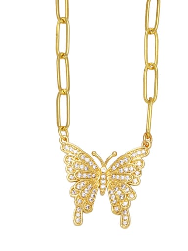 B Brass Cubic Zirconia Butterfly Vintage Necklace