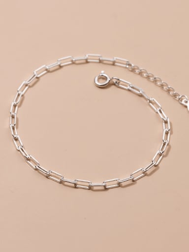925 Sterling Silver Hollow  Geometric  Chain Minimalist Link Bracelet