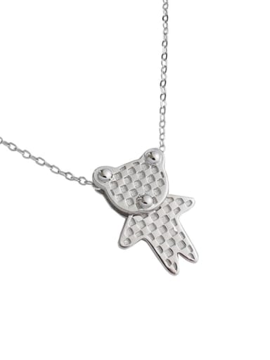 925 Sterling Silver Rhinestone Bear    Pendant Cute Necklace