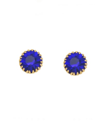 blue Brass Cubic Zirconia Heart Cross Minimalist Stud Earring