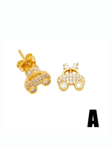 Brass Cubic Zirconia Geometric Cute Stud Earring