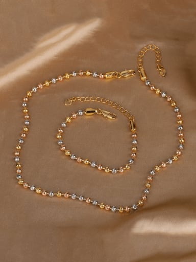 Brass  Hip Hop Bead Chain Bracelet and Necklace Set