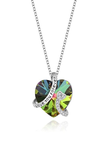 JYXZ 031 (gradient green) 925 Sterling Silver Austrian Crystal Heart Classic Necklace