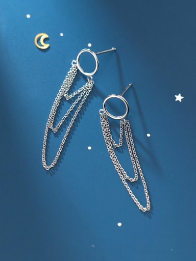 925 Sterling Silver chain Tassel Minimalist Threader Earring