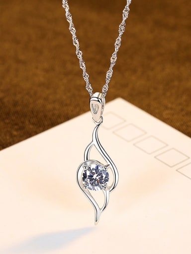 925 Sterling Silver Rhinestone Water Drop Minimalist Necklace