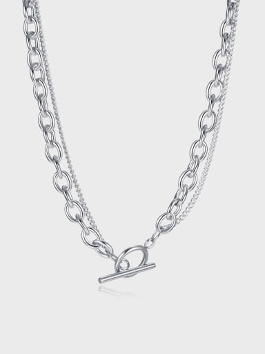 Titanium Steel Geometric Hip Hop Multi Strand Hollow Chain Necklace