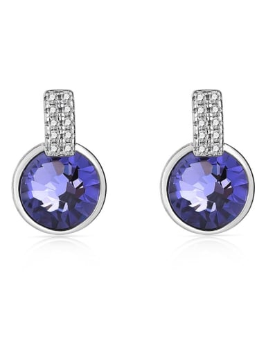 JYEH 004 (purple) 925 Sterling Silver Austrian Crystal Geometric Classic Stud Earring