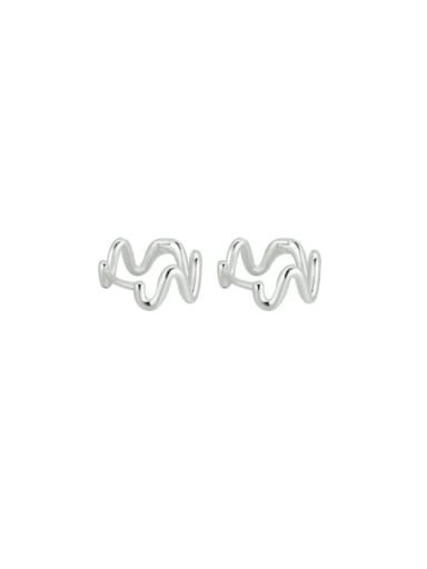 Silver Wave Earrings 925 Sterling Silver Irregular Minimalist Twisted Wave Huggie Earring