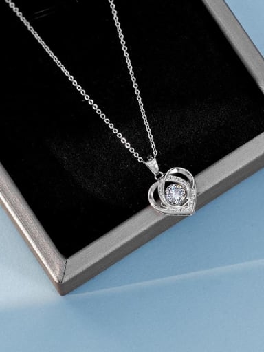 NS820 [White Gold + White ] 925 Sterling Silver Cubic Zirconia Heart Dainty Necklace