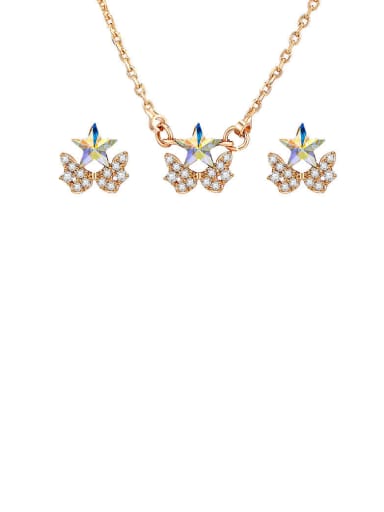 white Alloy Crystal Dainty Star Earring and Necklace Set