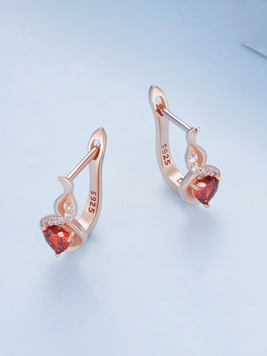 925 Sterling Silver Cubic Zirconia Heart Trend Huggie Earring