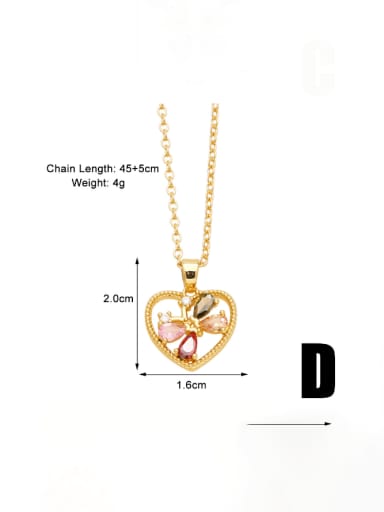 D Brass Cubic Zirconia Heart Dainty Necklace